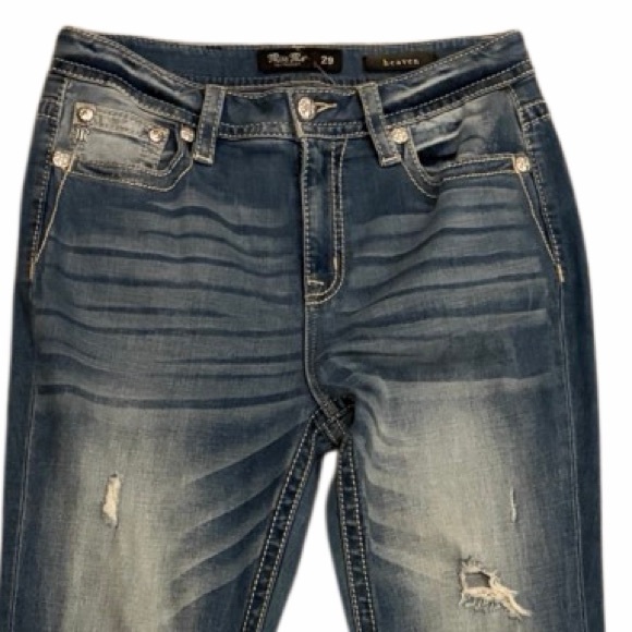 Miss Me Distressed Blue Straight Leg Jeans - Picture 2 of 8